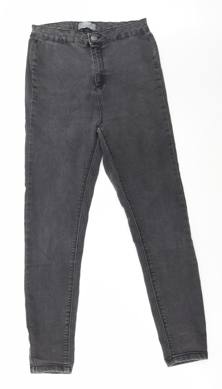 Dorothy Perkins Womens Grey Cotton Skinny Jeans Size 12 L27 in Regular Zip