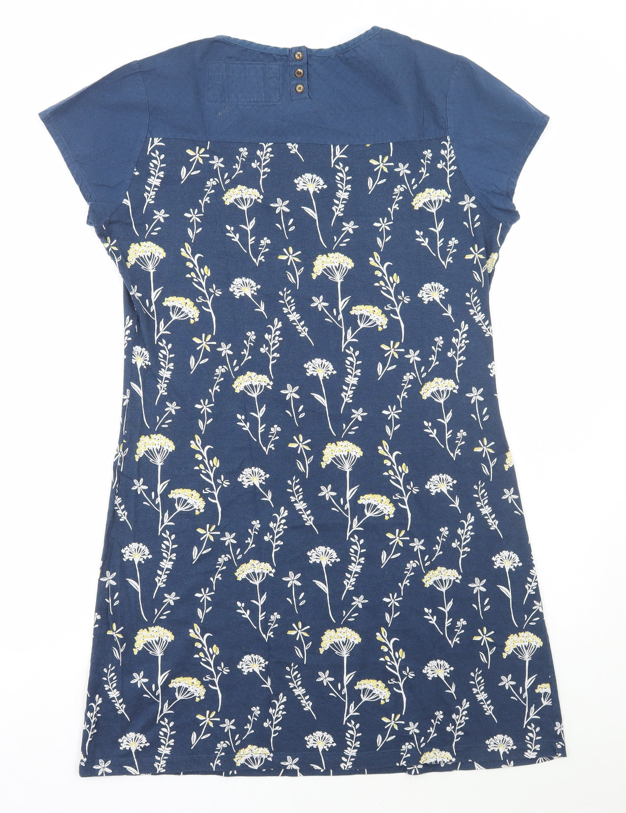 Brakeburn Womens Blue Floral Cotton A-Line Size 12 Round Neck Button