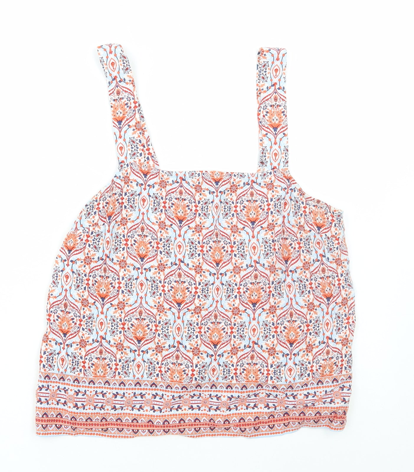 New Look Womens Orange Geometric Viscose Cropped Tank Size 14 Square Neck