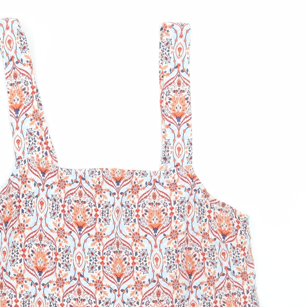 New Look Womens Orange Geometric Viscose Cropped Tank Size 14 Square Neck