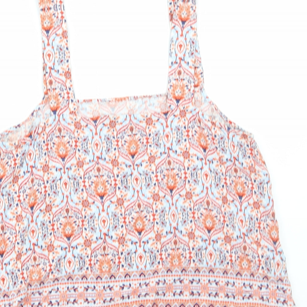 New Look Womens Orange Geometric Viscose Cropped Tank Size 14 Square Neck