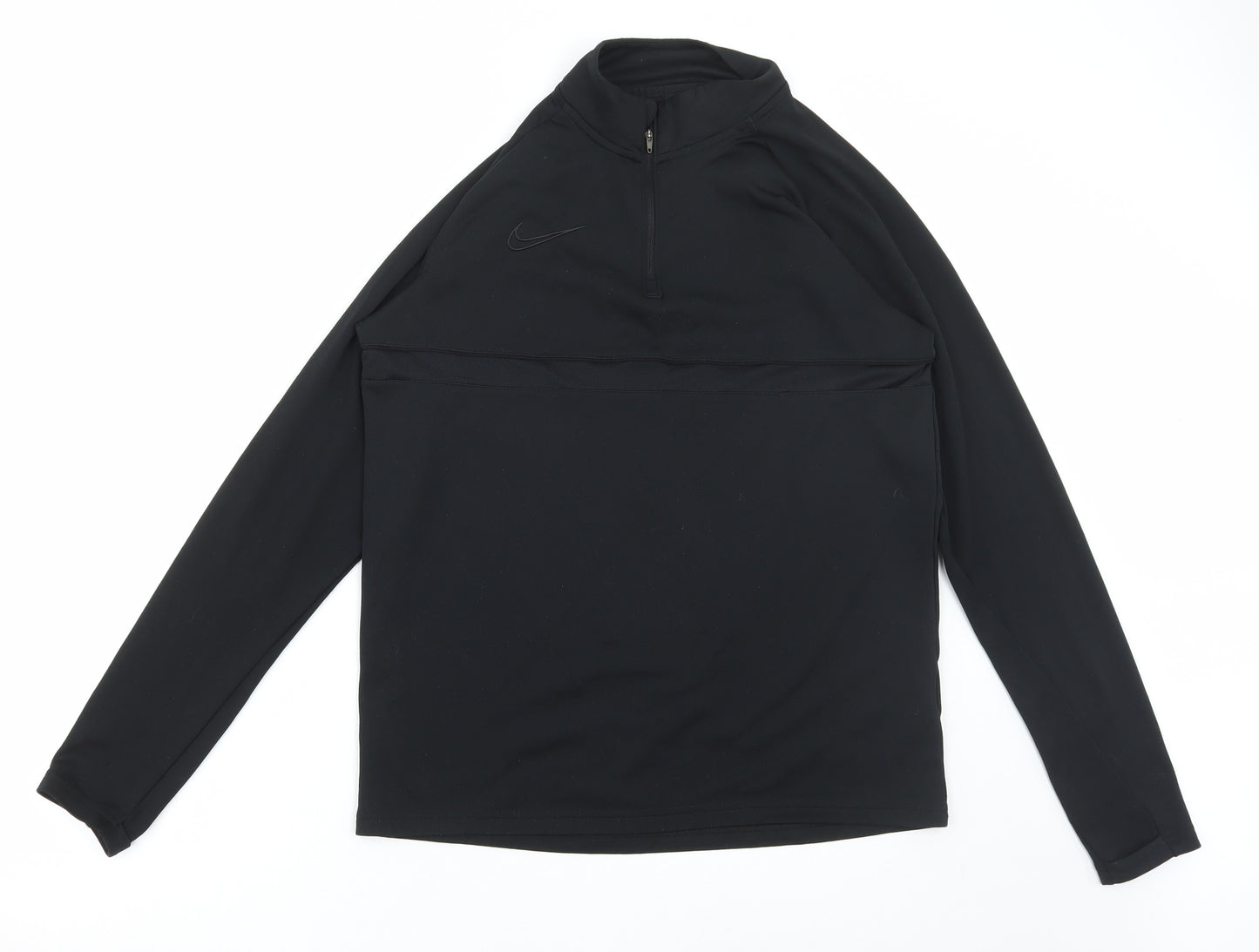 Nike Womens Black Polyester Basic T-Shirt Size M Collared Zip