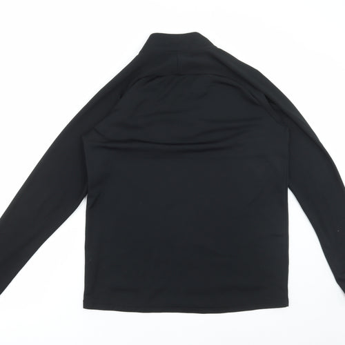 Nike Womens Black Polyester Basic T-Shirt Size M Collared Zip