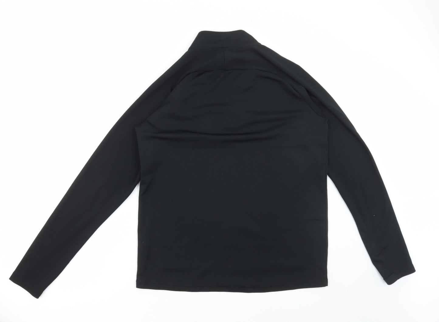 Nike Womens Black Polyester Basic T-Shirt Size M Collared Zip