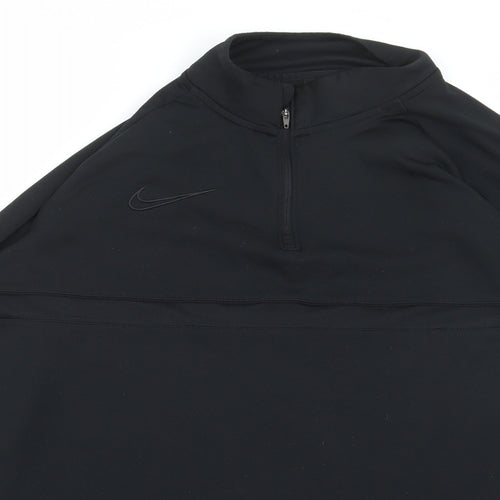 Nike Womens Black Polyester Basic T-Shirt Size M Collared Zip