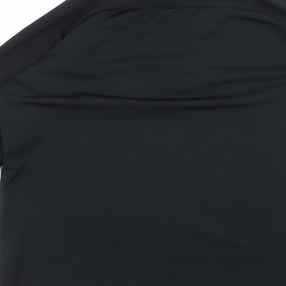 Nike Womens Black Polyester Basic T-Shirt Size M Collared Zip