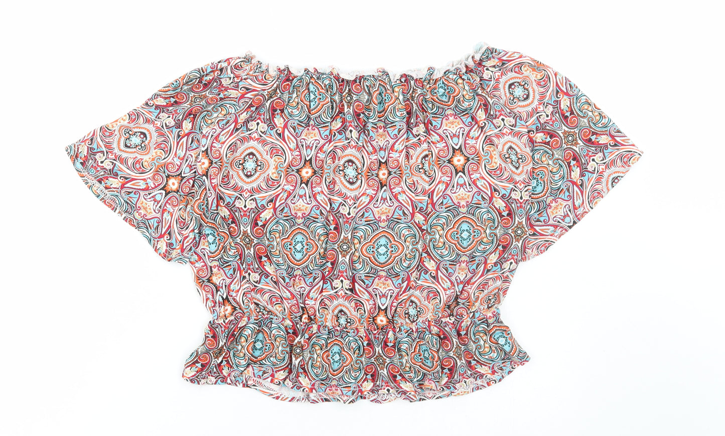 Chemistry Womens Multicoloured Paisley Viscose Basic Blouse Size 14 Off the Shoulder