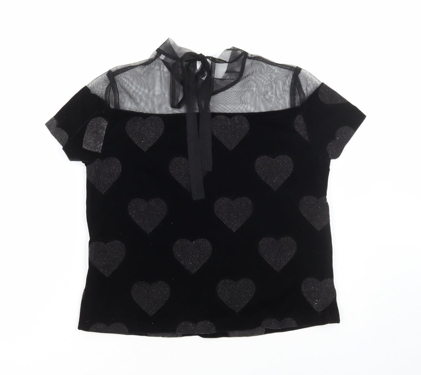 Rinascimento Womens Black Geometric Polyester Basic Blouse Size S High Neck