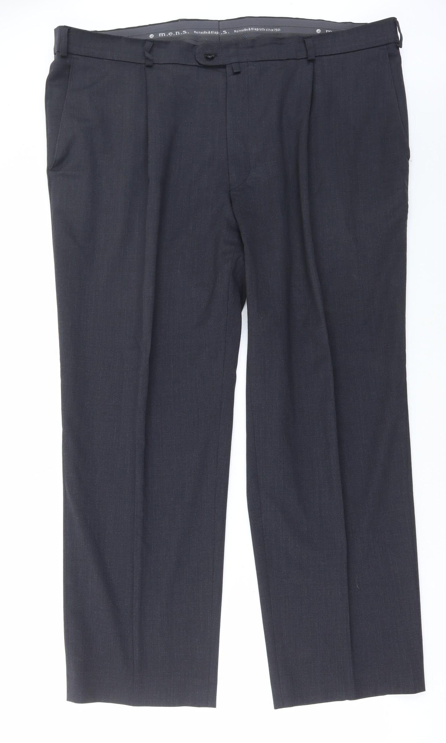Heineke & Klaproth Mens Grey Polyester Trousers Size 44 in L30 in Regular Button