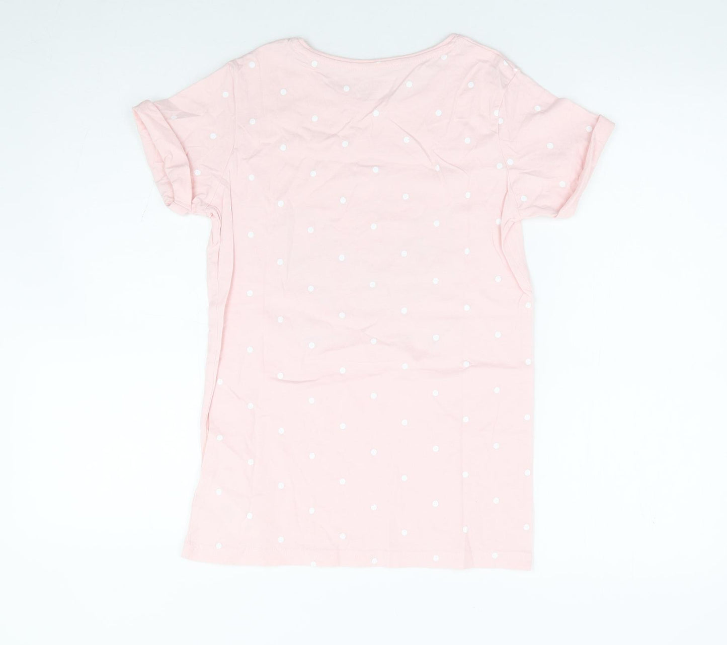 Primark Girls Pink Polka Dot 100% Cotton Basic T-Shirt Size 12-13 Years Round Neck Pullover - Unicorn