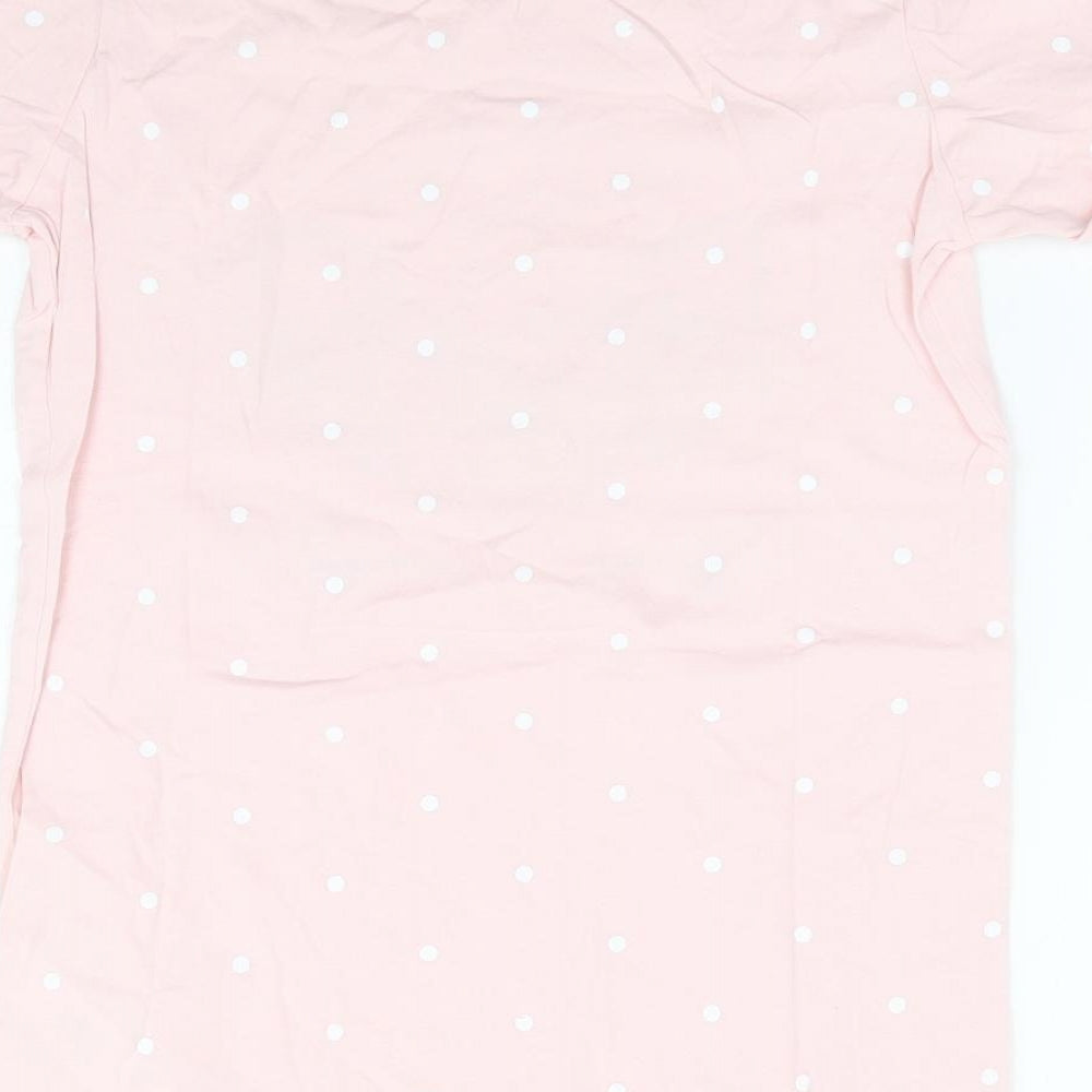 Primark Girls Pink Polka Dot 100% Cotton Basic T-Shirt Size 12-13 Years Round Neck Pullover - Unicorn