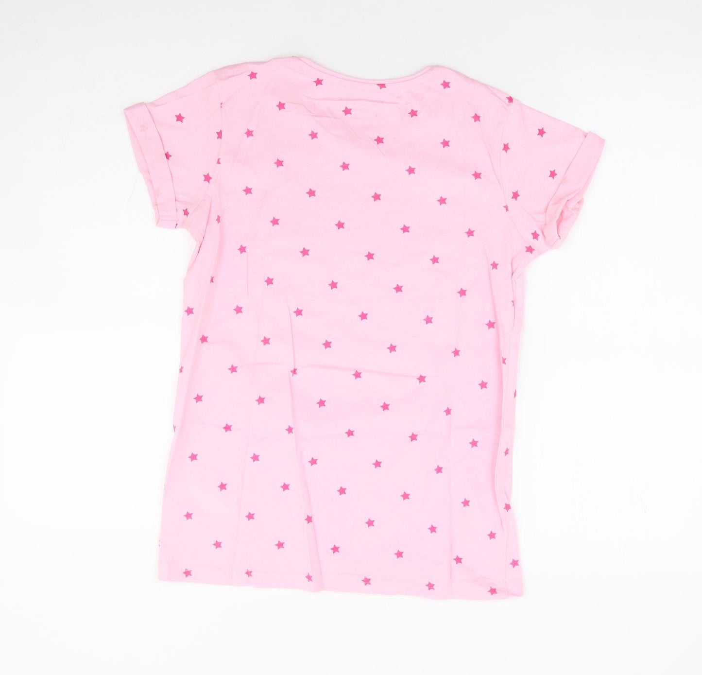 Primark Girls Pink Geometric 100% Cotton Basic T-Shirt Size 12-13 Years Round Neck Pullover - Good Vibes Only
