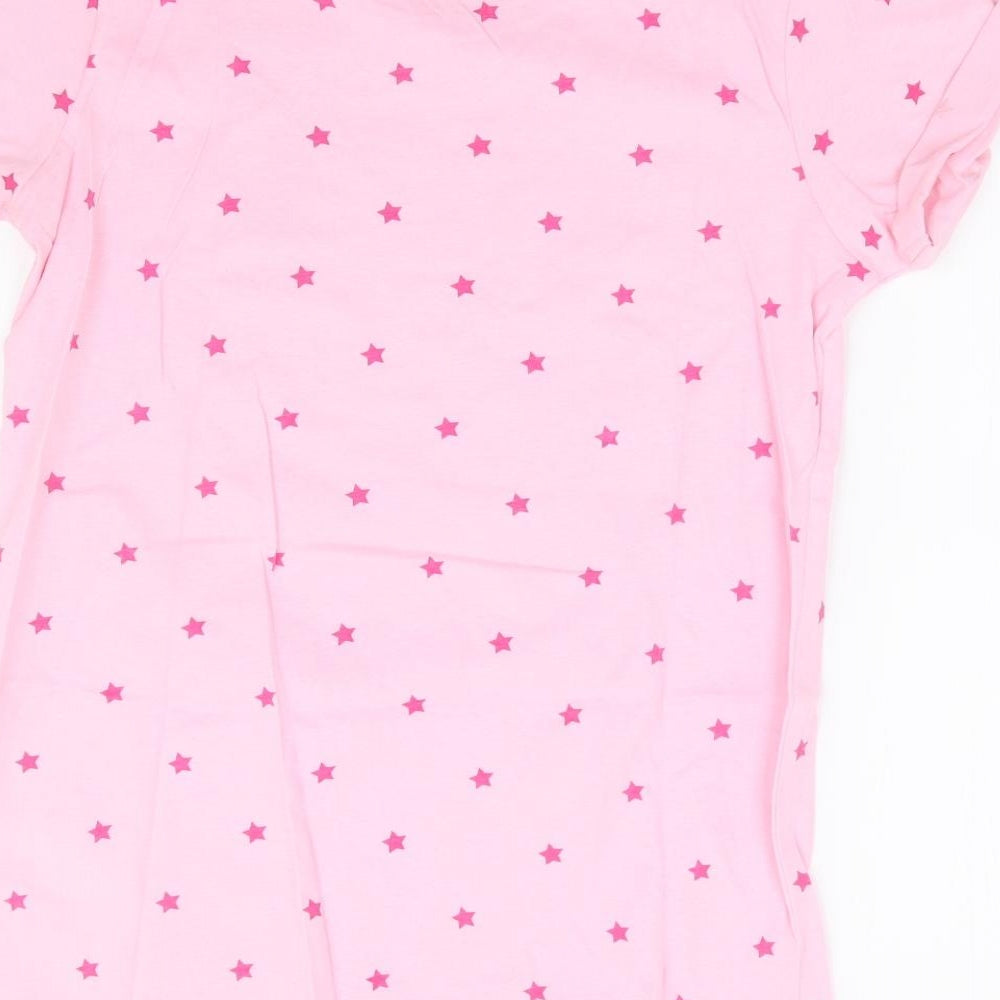 Primark Girls Pink Geometric 100% Cotton Basic T-Shirt Size 12-13 Years Round Neck Pullover - Good Vibes Only
