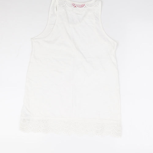 Primark Girls White 100% Cotton Basic Tank Size 12-13 Years Round Neck Pullover
