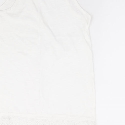 Primark Girls White 100% Cotton Basic Tank Size 12-13 Years Round Neck Pullover