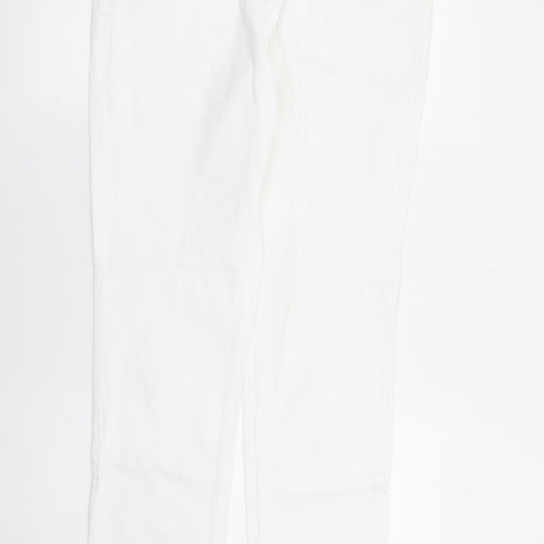 NEXT Womens White Cotton Straight Jeans Size 10 L31 in Regular Zip