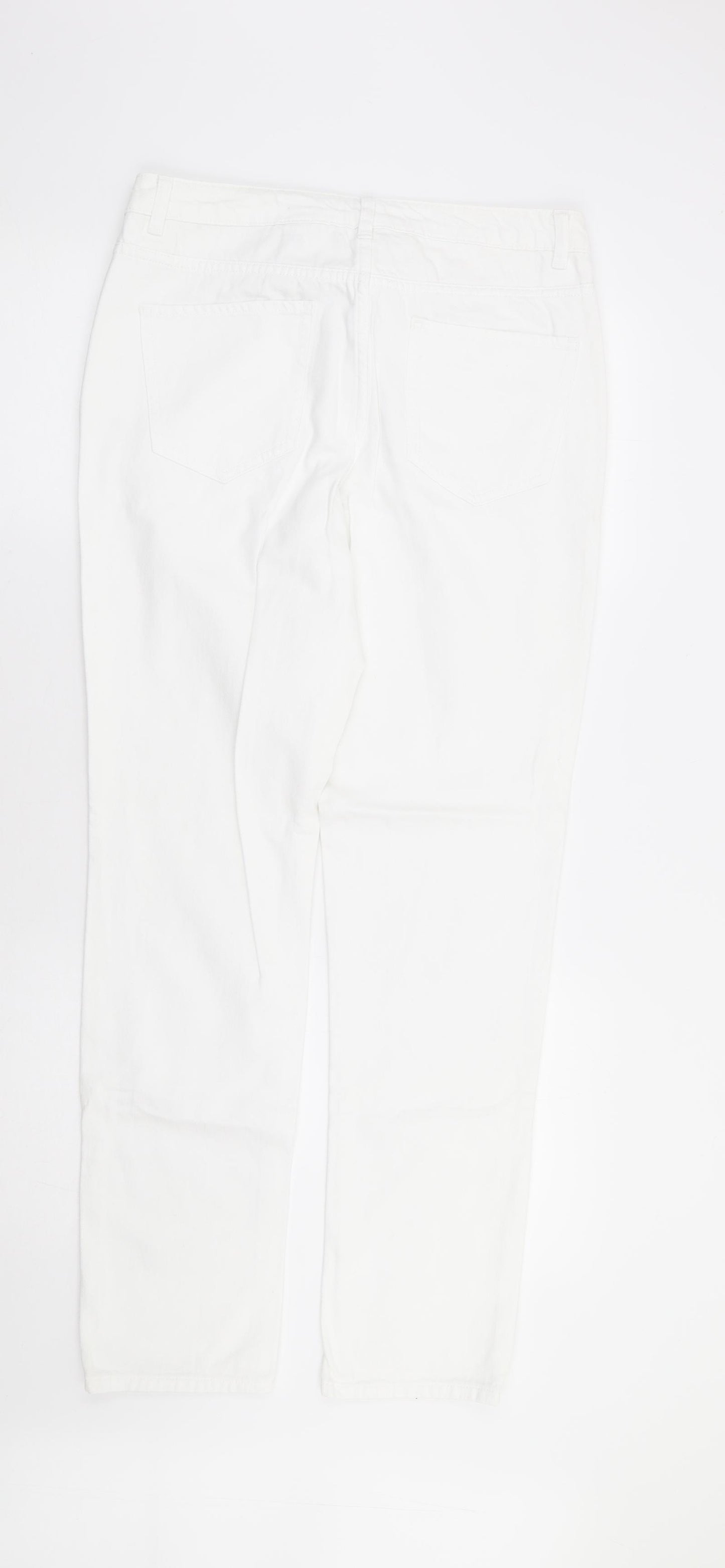 NEXT Womens White Cotton Straight Jeans Size 10 L31 in Regular Zip