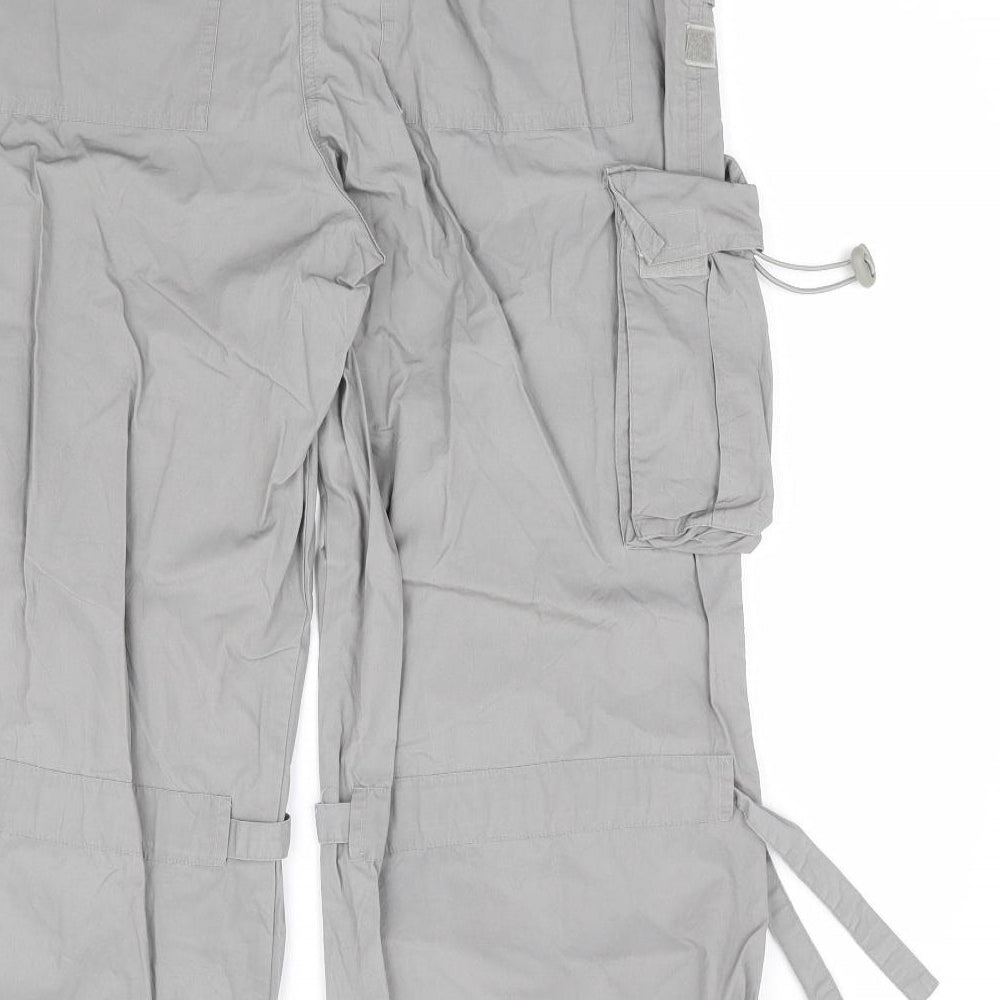 New Look Womens Grey Cotton Cargo Trousers Size 12 L23 in Regular Button - Cropped
