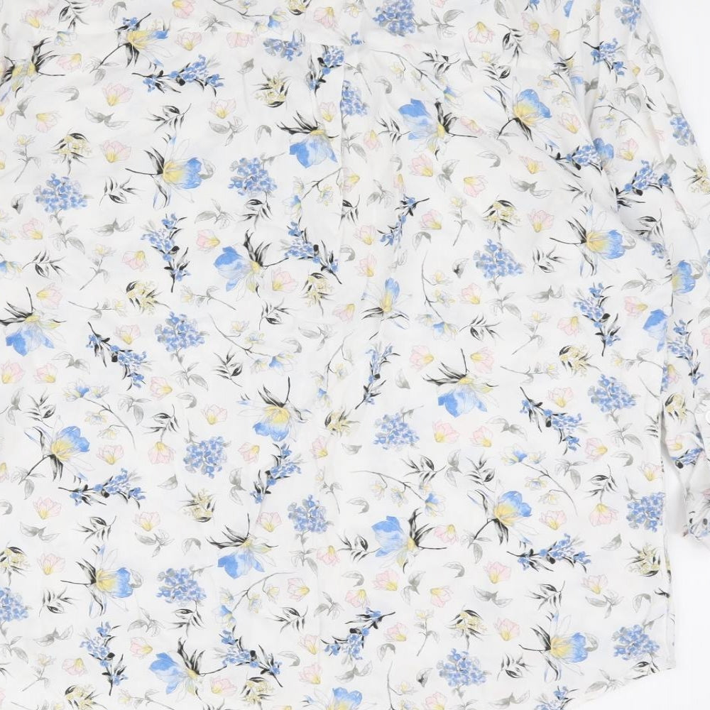 Peacocks Womens Multicoloured Floral Viscose Jersey Blouse Size 14 V-Neck