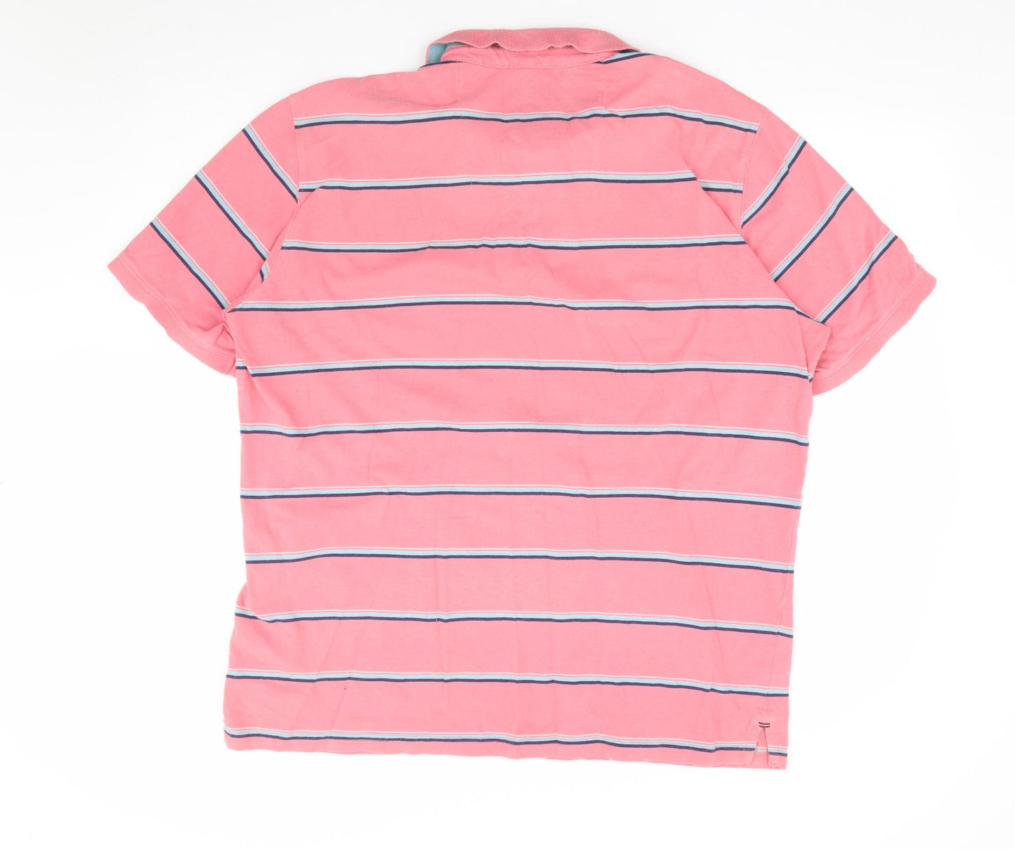 George Mens Pink Striped Cotton Polo Size XL Collared Pullover