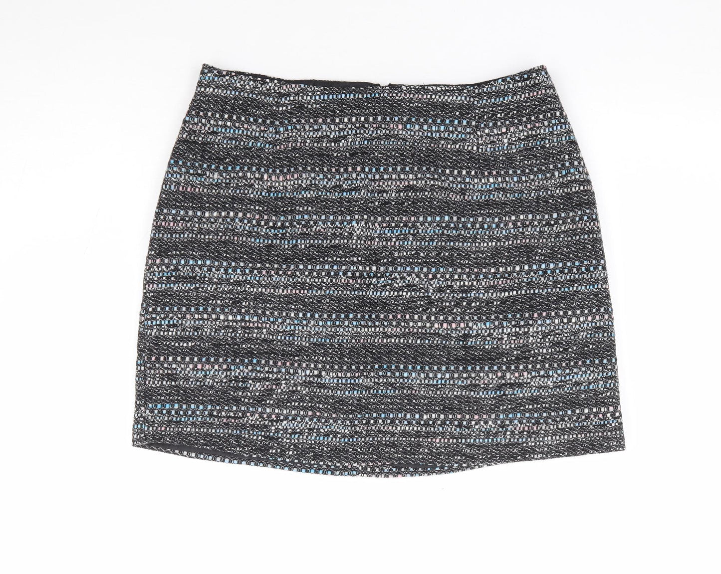 New Look Womens Multicoloured Geometric Cotton Mini Skirt Size 12 Zip