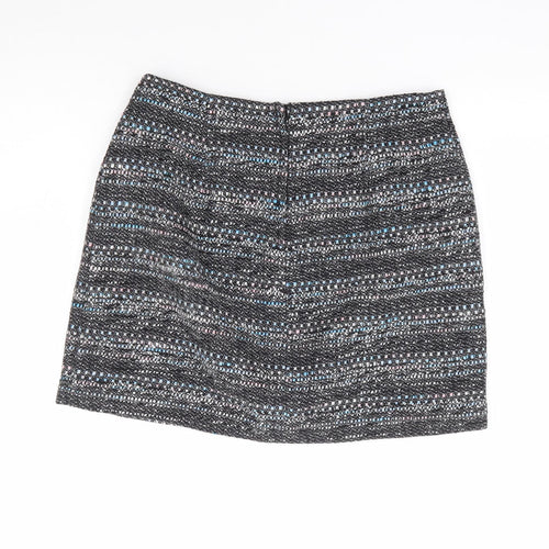 New Look Womens Multicoloured Geometric Cotton Mini Skirt Size 12 Zip