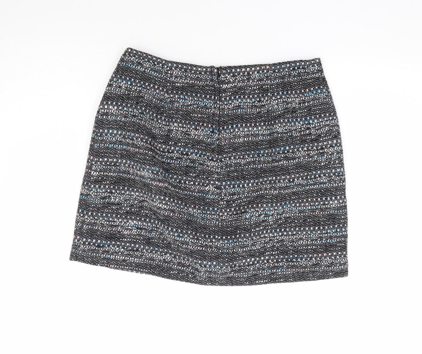New Look Womens Multicoloured Geometric Cotton Mini Skirt Size 12 Zip