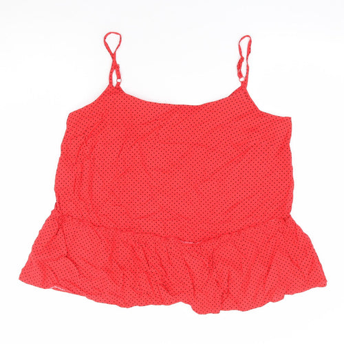 George Womens Red Polka Dot Viscose Camisole Tank Size 12 Round Neck - Smock
