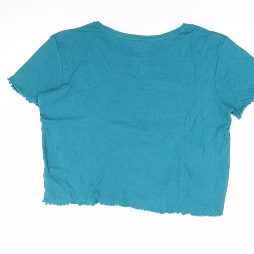Primark Womens Green Cotton Cropped T-Shirt Size 12 Round Neck - To All the Boys I've Loved Before