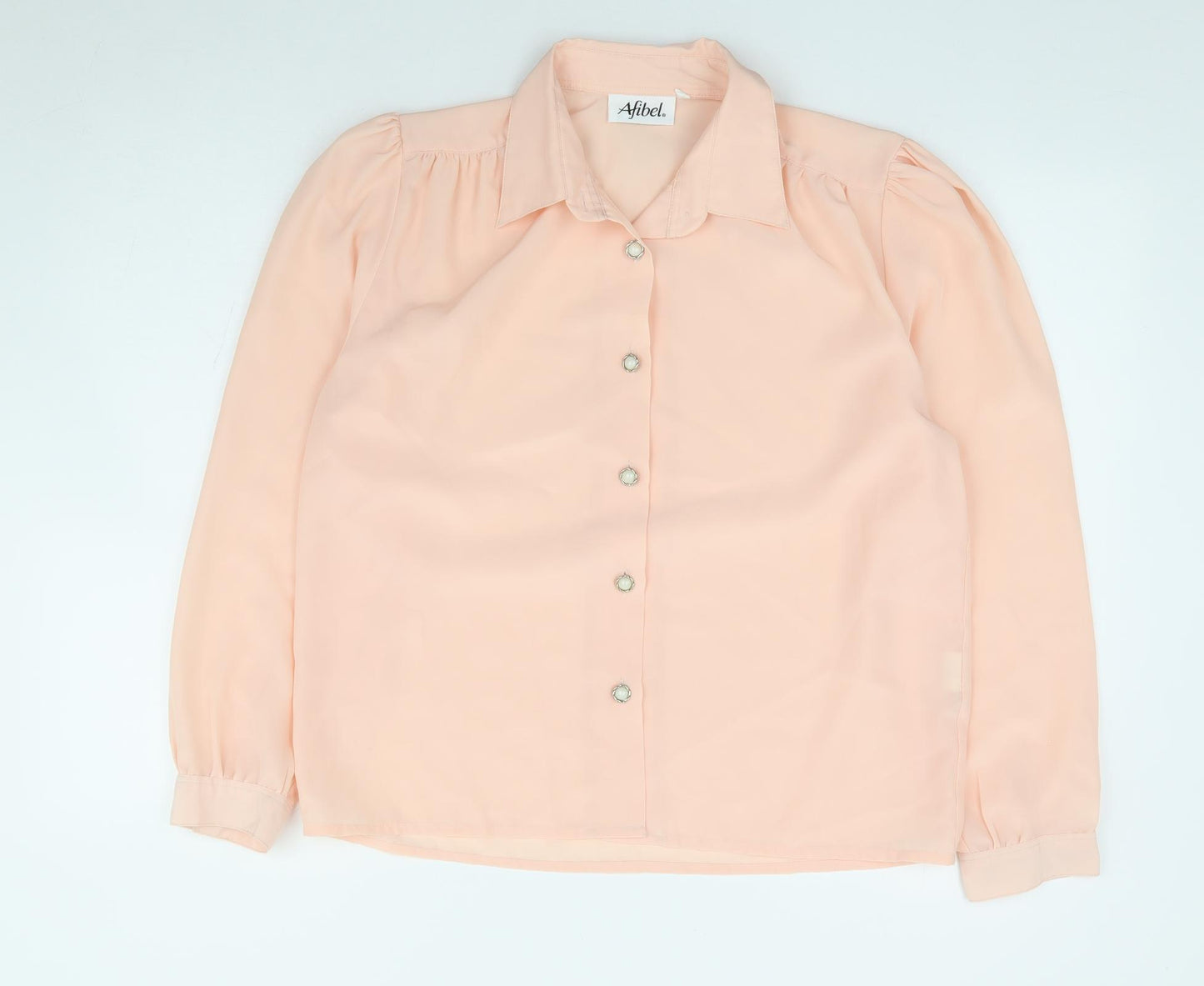 Afibel Womens Pink Polyester Jersey Blouse Size 14 Collared