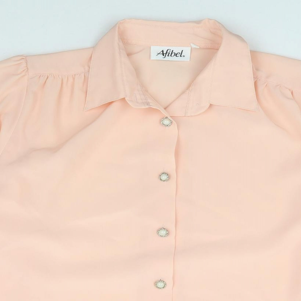 Afibel Womens Pink Polyester Jersey Blouse Size 14 Collared