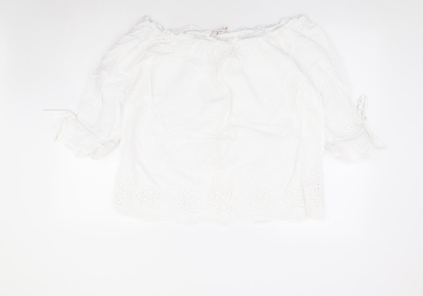 TU Womens White 100% Cotton Jersey Blouse Size 18 Off the Shoulder