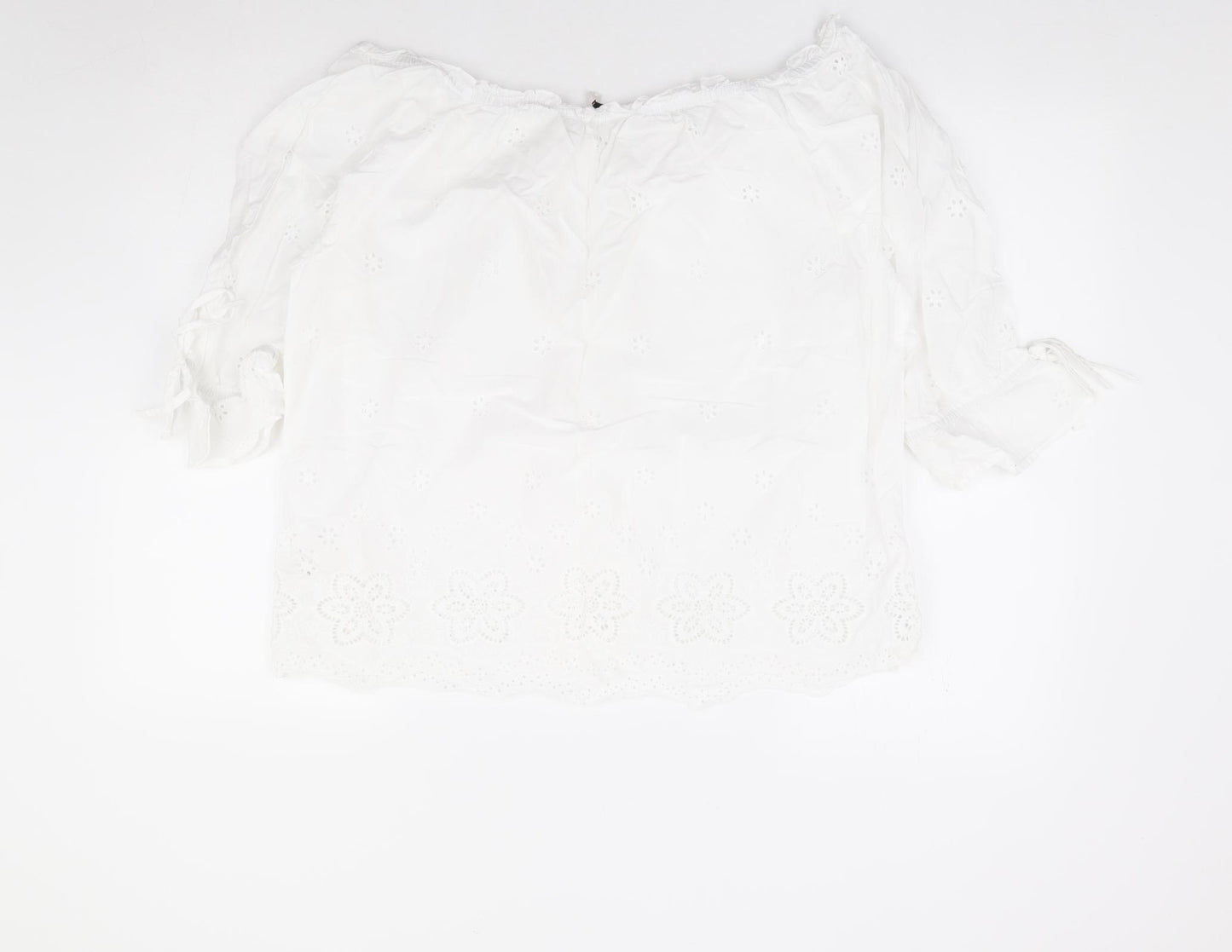 TU Womens White 100% Cotton Jersey Blouse Size 18 Off the Shoulder