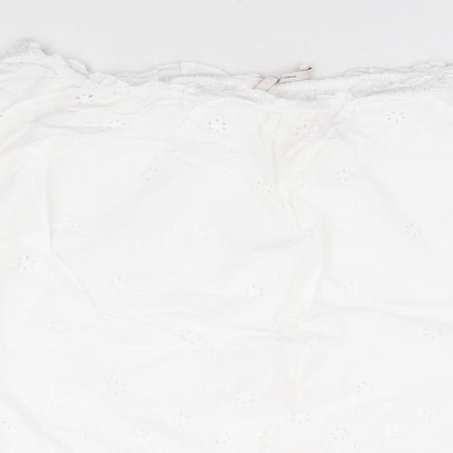 TU Womens White 100% Cotton Jersey Blouse Size 18 Off the Shoulder