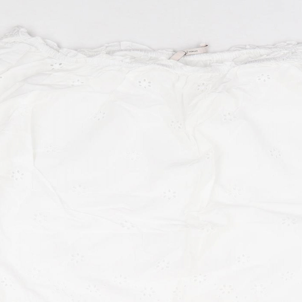 TU Womens White 100% Cotton Jersey Blouse Size 18 Off the Shoulder