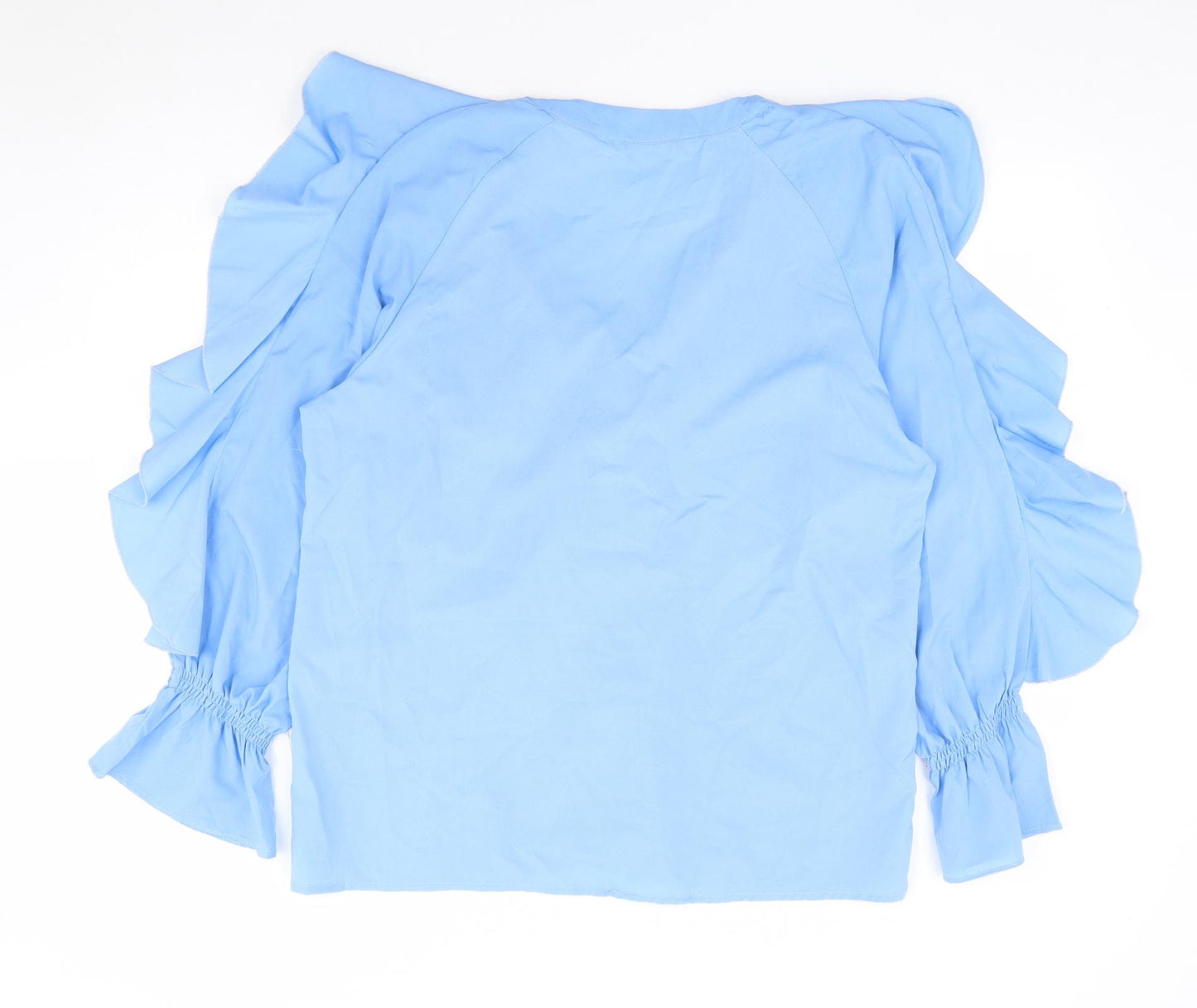 Celmia Collection Womens Blue Polyester Jersey Blouse Size L V-Neck