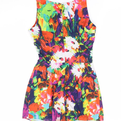 Parisian Collection Womens Multicoloured Floral Polyester Playsuit One-Piece Size 8 Zip