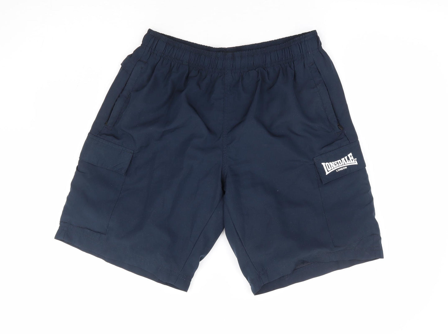 Lonsdale Mens Blue Polyester Sweat Shorts Size S L11 in Regular Drawstring - Swim Short