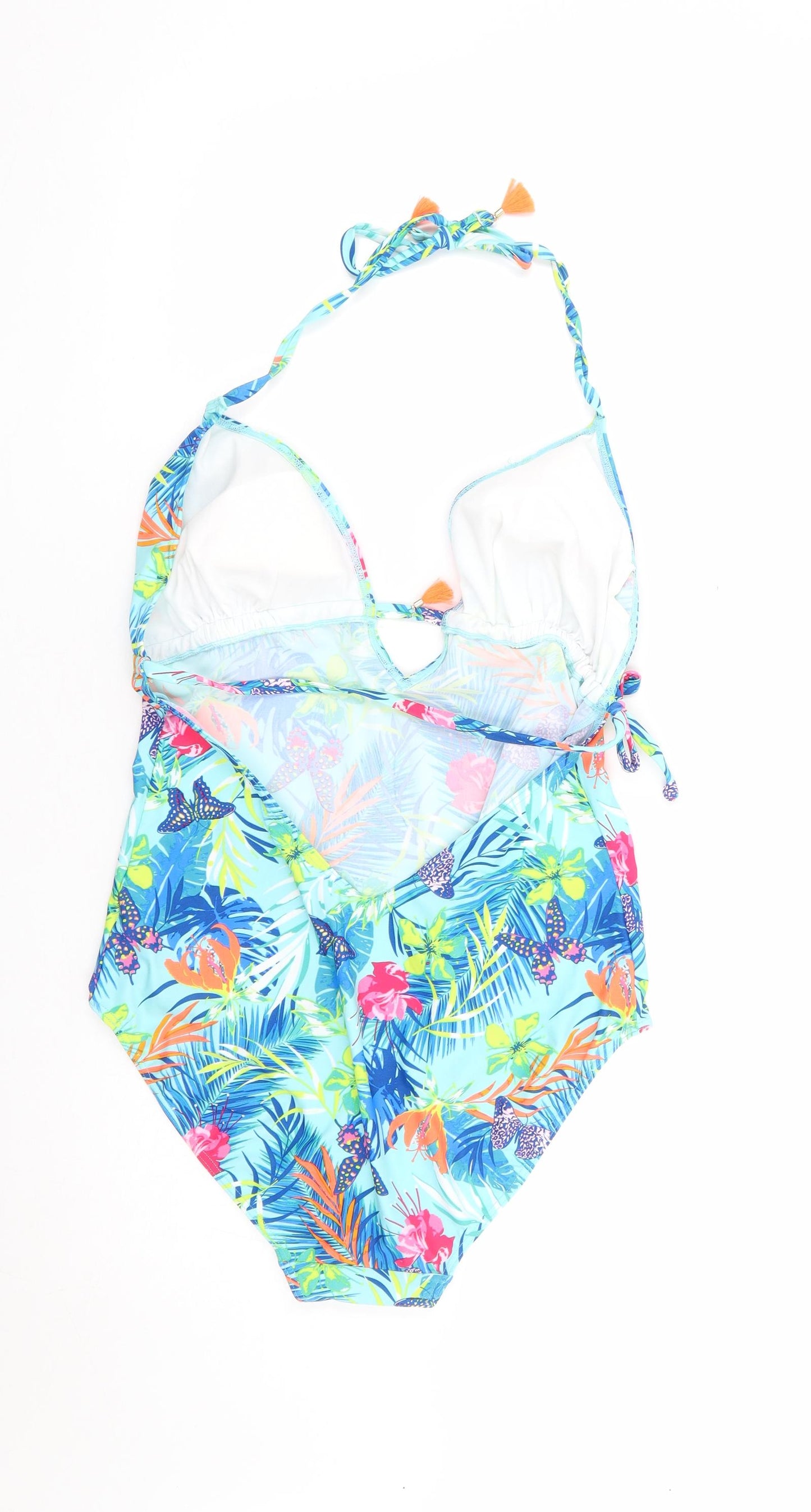 George Womens Multicoloured Geometric Nylon One Piece Size 16 - Halter Neck