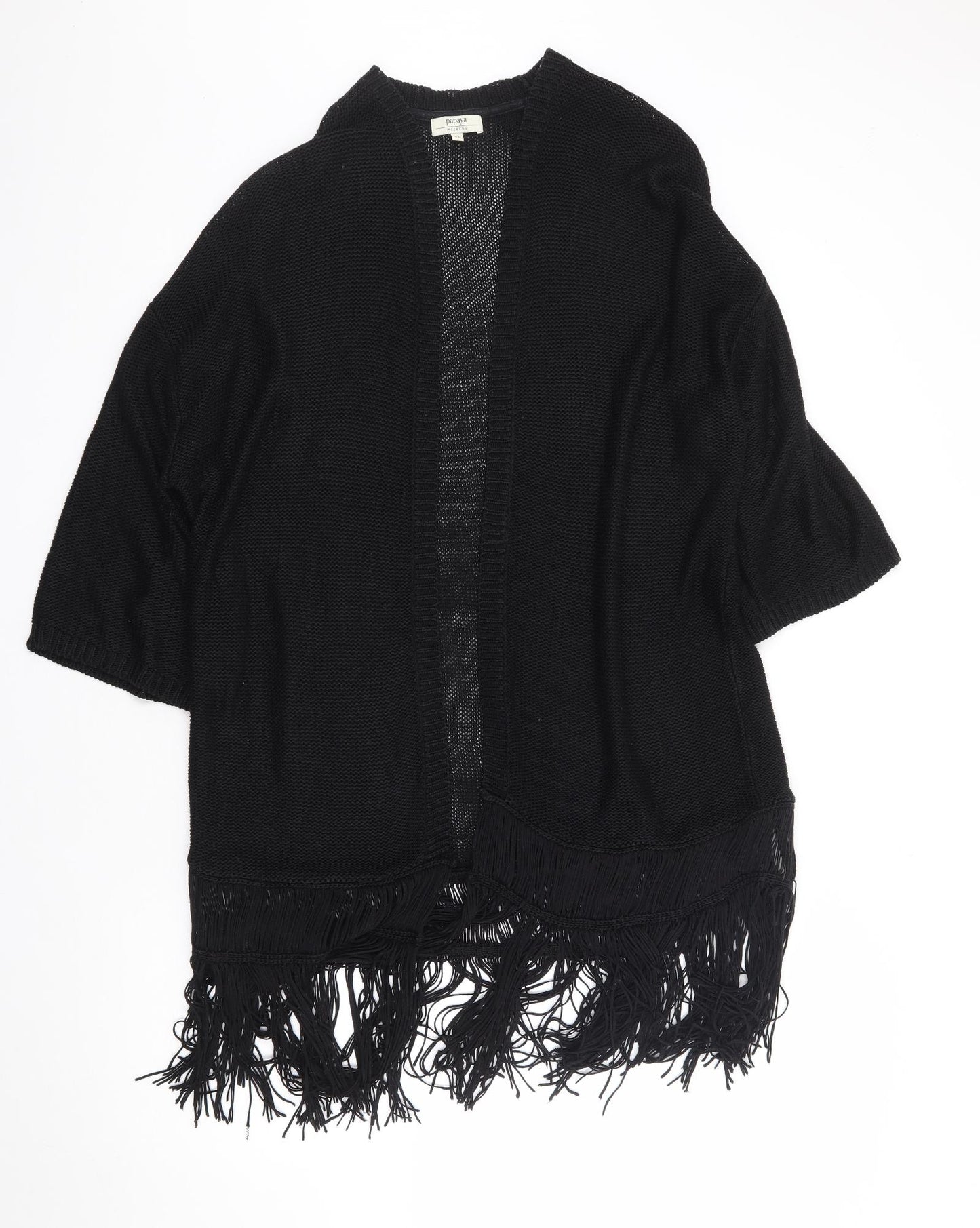 Papaya Womens Black V-Neck Acrylic Cardigan Jumper Size XL