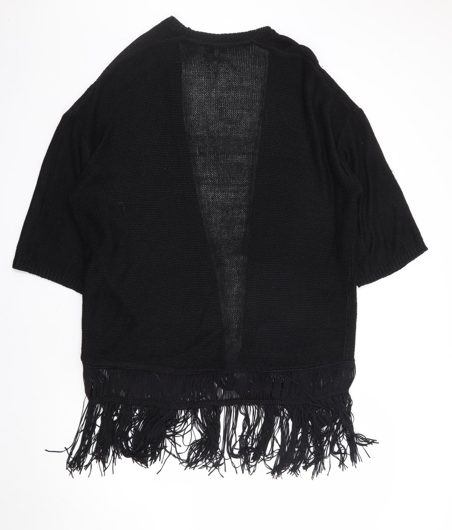 Papaya Womens Black V-Neck Acrylic Cardigan Jumper Size XL
