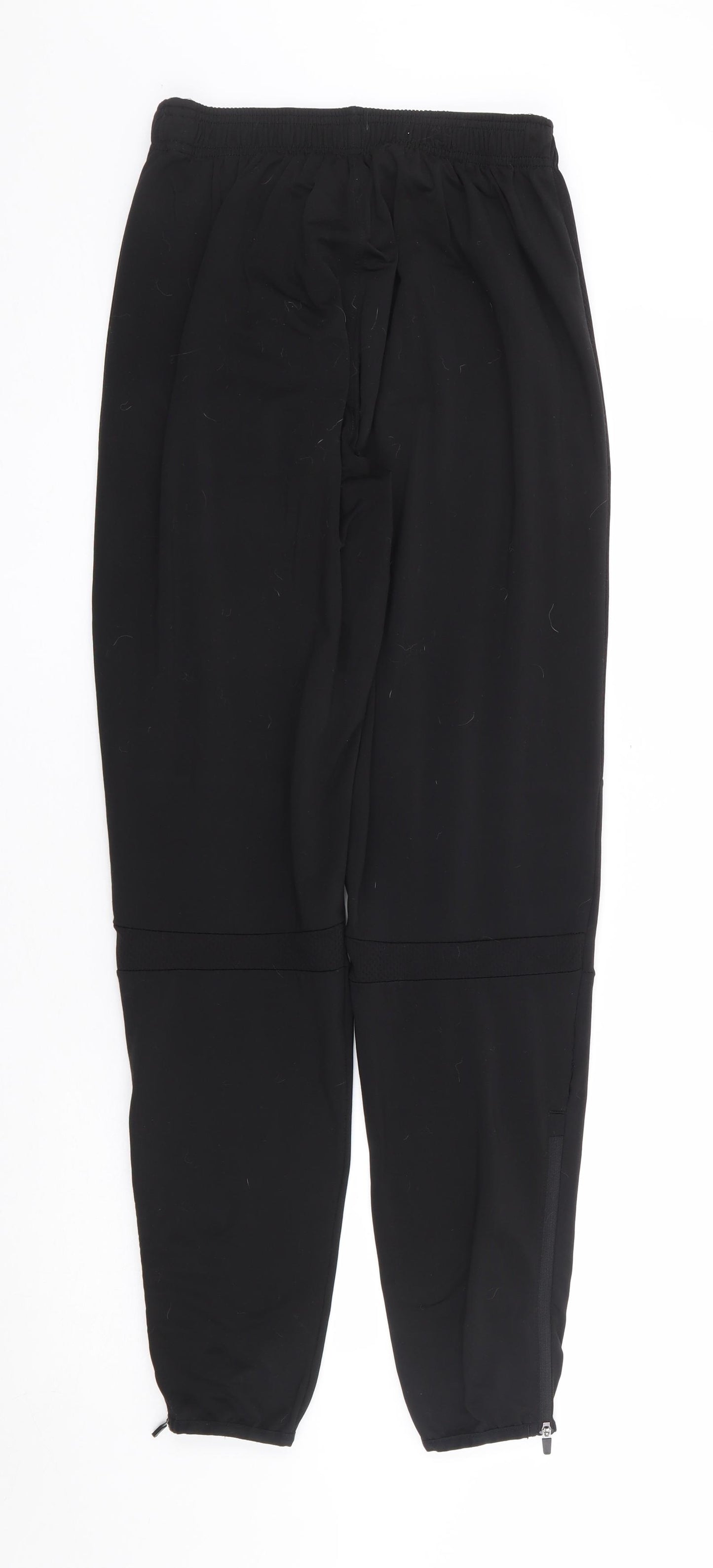 Macron Mens Black Polyester Jogger Trousers Size S L30 in Regular Pullover - Ankle Zips