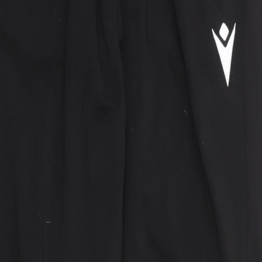 Macron Mens Black Polyester Jogger Trousers Size S L30 in Regular Pullover - Ankle Zips