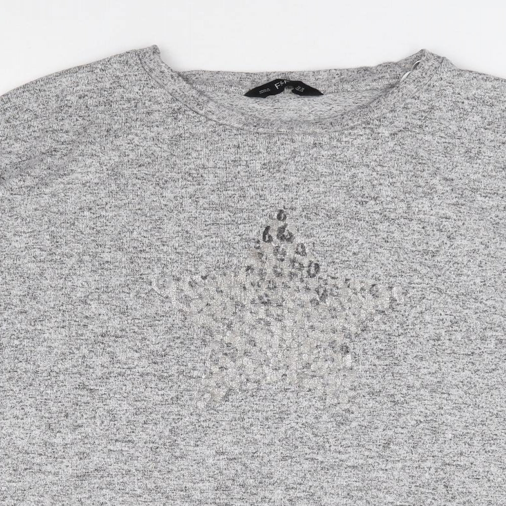 F&F Womens Grey Round Neck Viscose Pullover Jumper Size 16 - Star