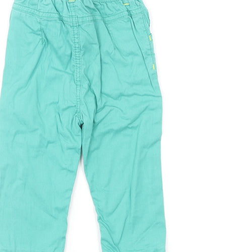 Marks and Spencer Girls Green Cotton Capri Trousers Size 9-12 Months Button