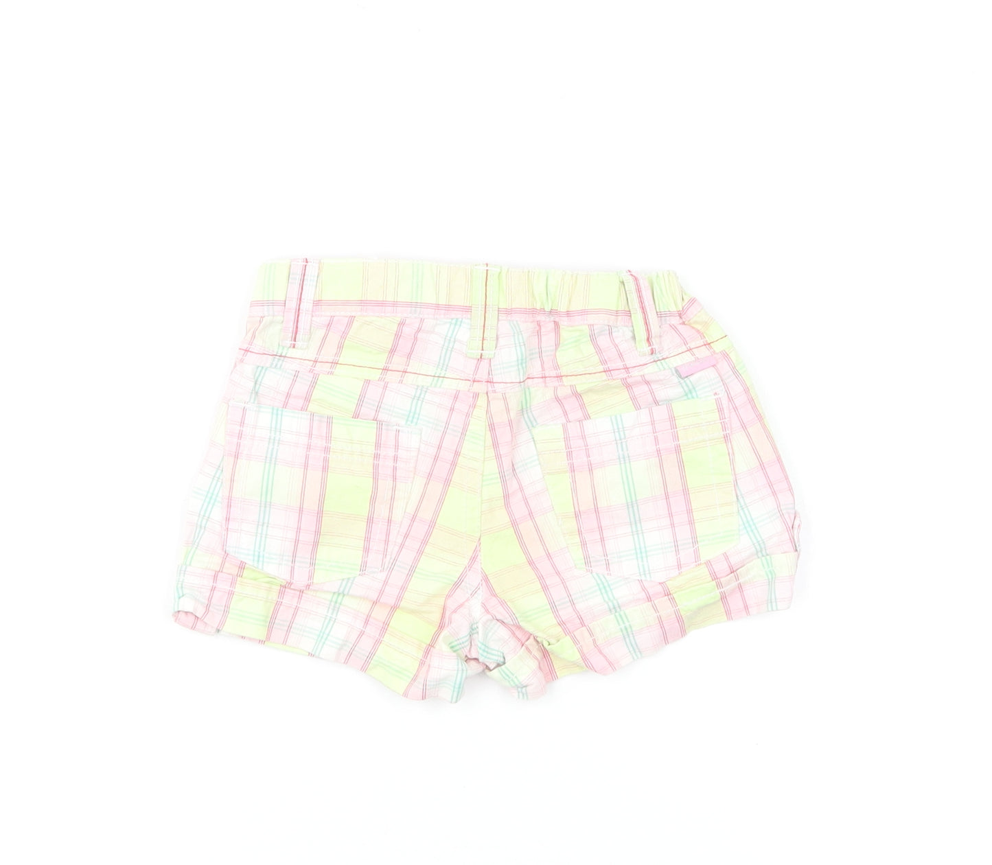 Pumpkin Patch Girls Multicoloured Plaid Cotton Cropped Trousers Size 12-18 Months Button
