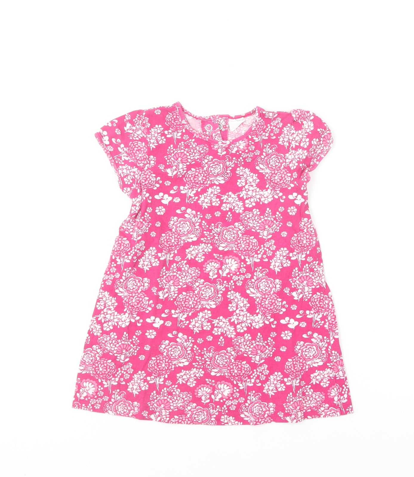 H&M Girls Pink Floral Cotton Shift Size 12-18 Months Round Neck Pullover