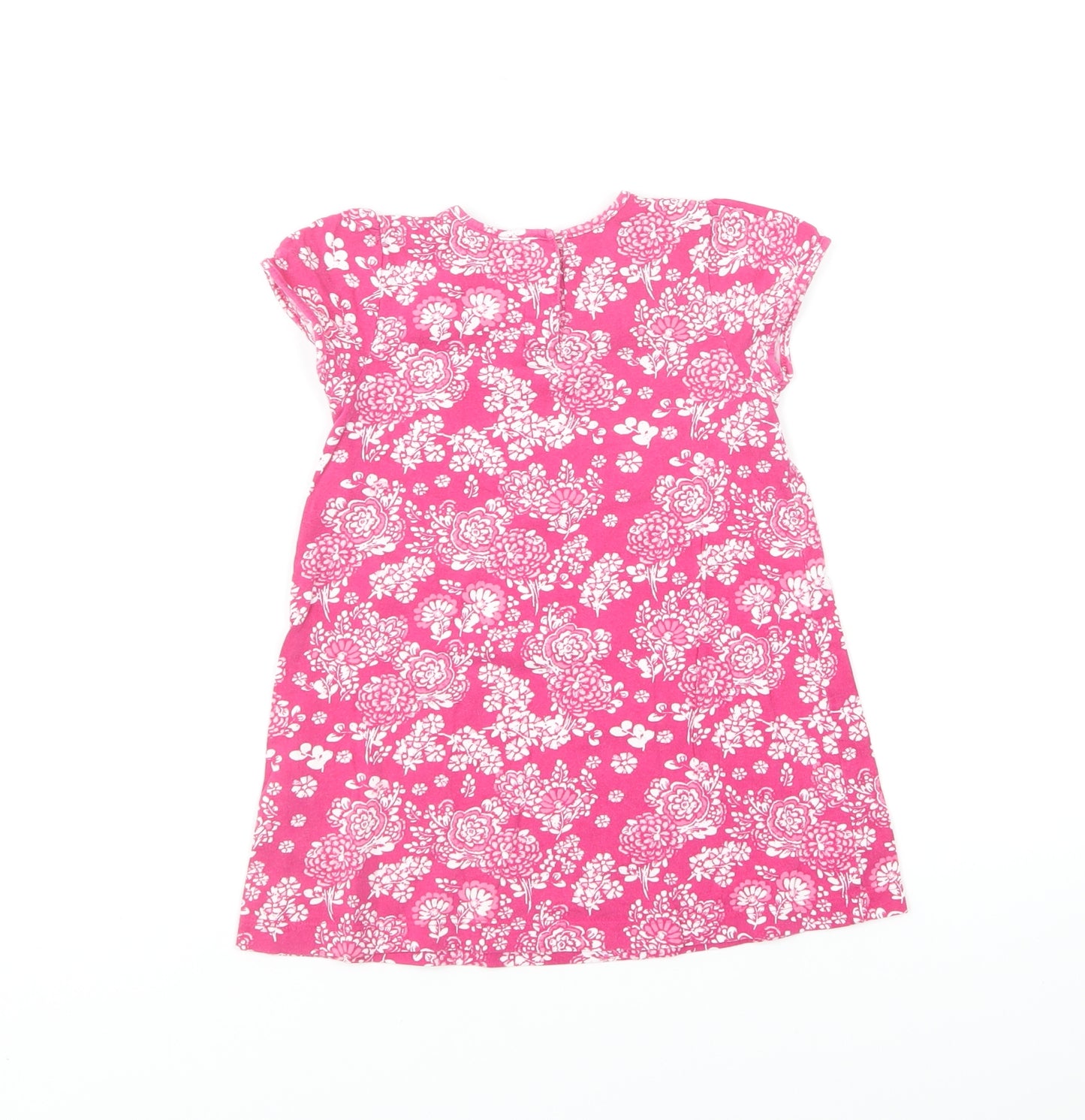 H&M Girls Pink Floral Cotton Shift Size 12-18 Months Round Neck Pullover
