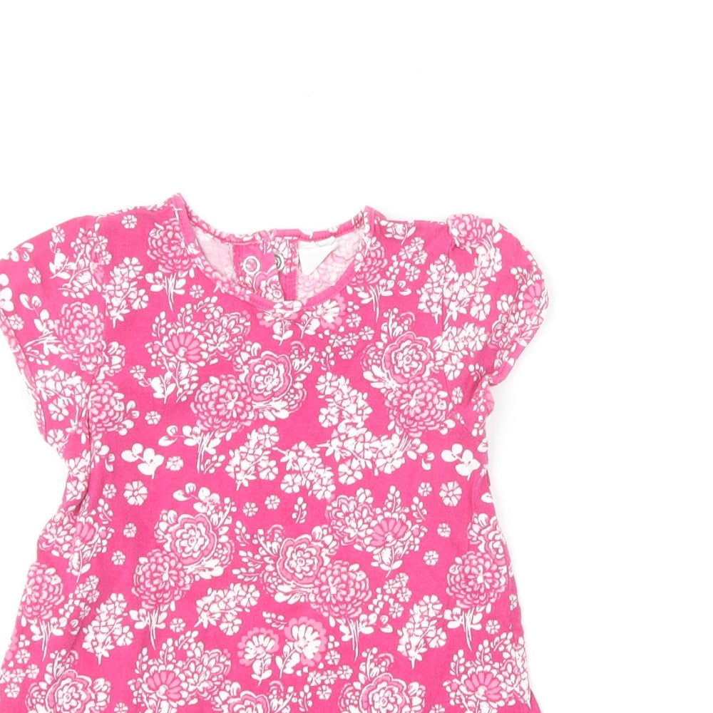 H&M Girls Pink Floral Cotton Shift Size 12-18 Months Round Neck Pullover