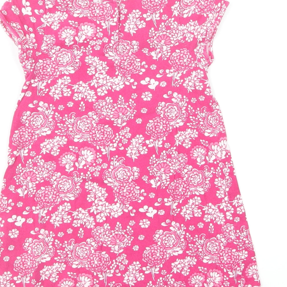 H&M Girls Pink Floral Cotton Shift Size 12-18 Months Round Neck Pullover